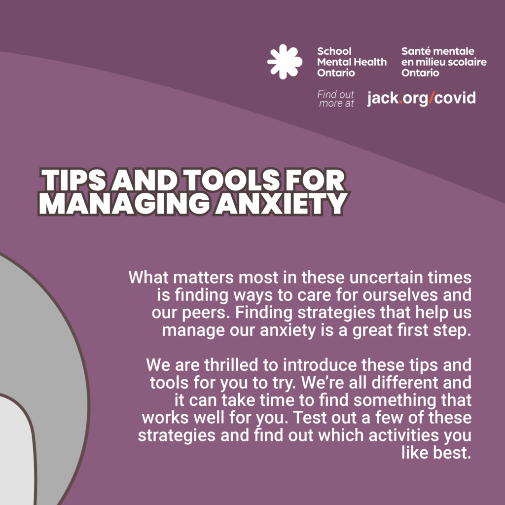 Text introducing tips for managing anxiety. A full description follows.